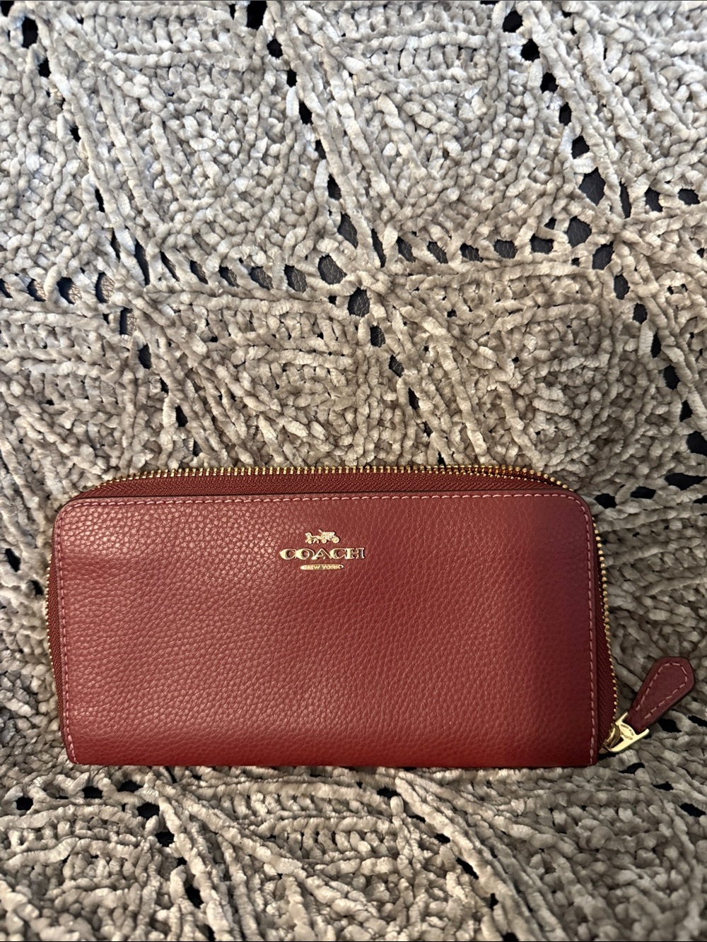 COACH Red Leather Zip-Around Wallet